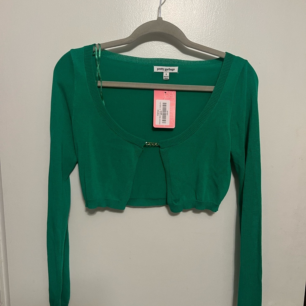 Pretty Garbage Cropped Cardigan with chain detail - size small